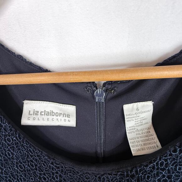 Liz Claiborne Collection Navy Eyelet Sheath Dress 6 - Picture 5 of 9